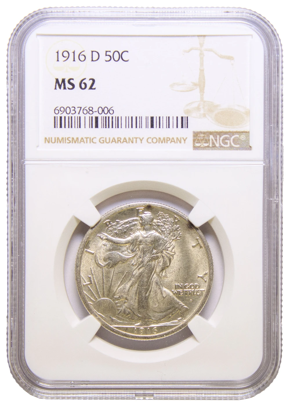 NGC MS-62 1916-D Half Dollar