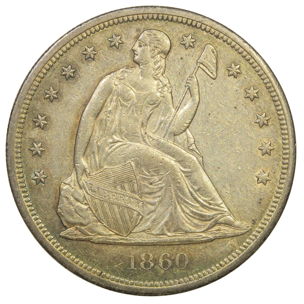 AU-55 Details 1860-O Seated Dollar