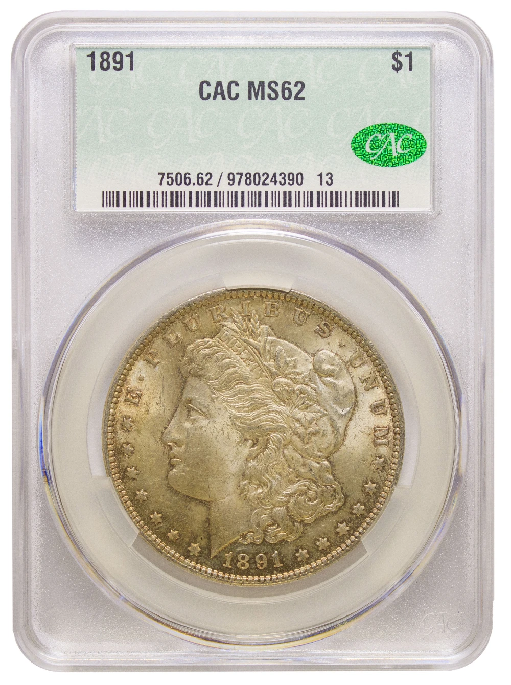 CACG MS-62 1891 Morgan Dollar
