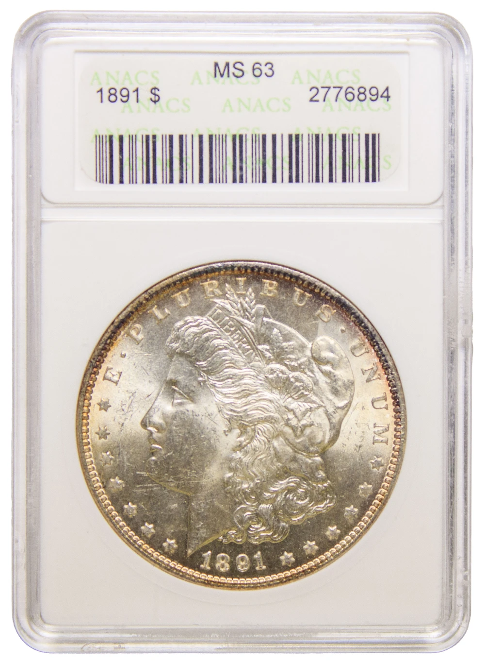 ANACS MS-63 1891 Morgan Dollar