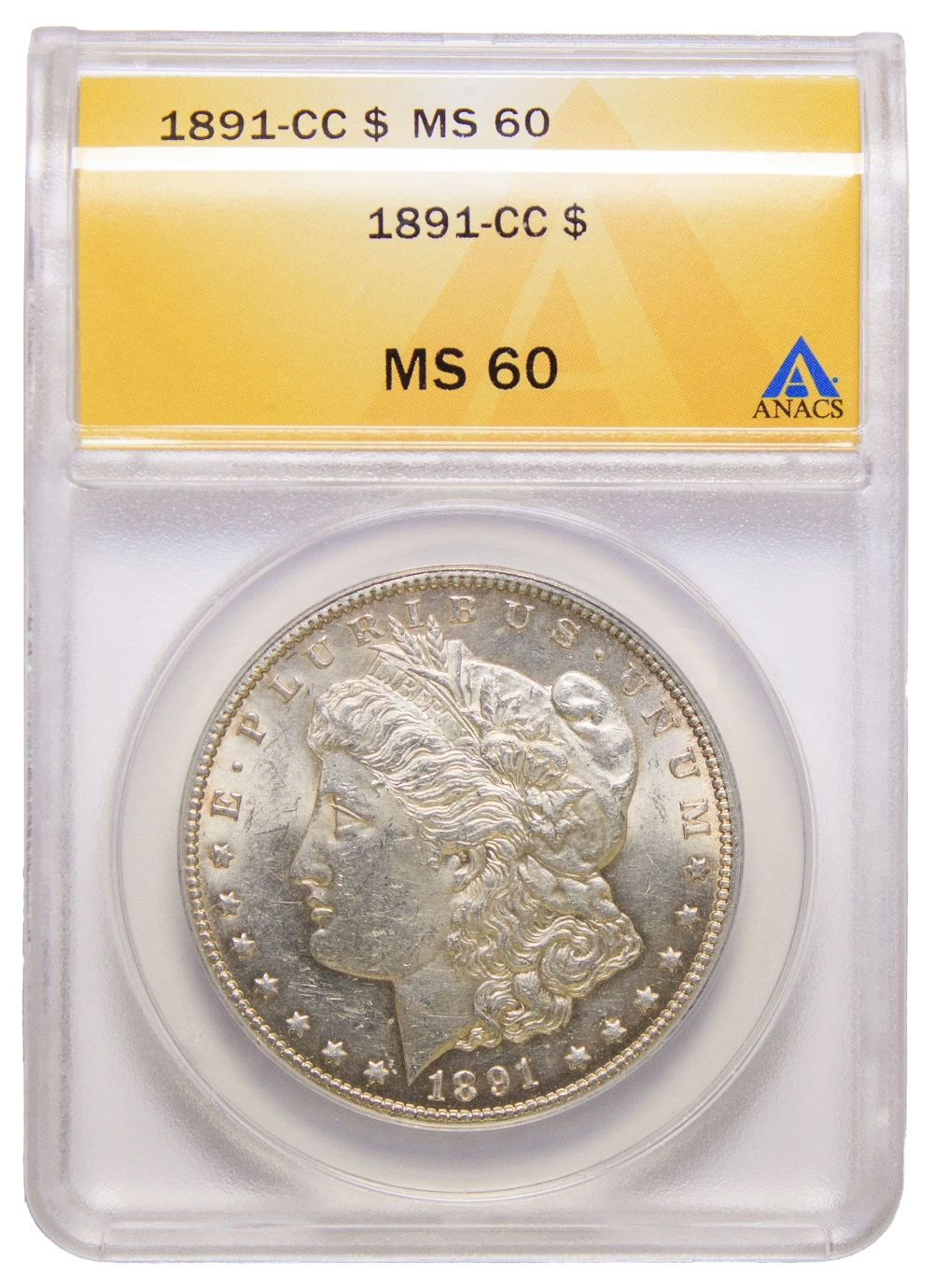 ANACS MS-60 1891-CC Morgan Dollar