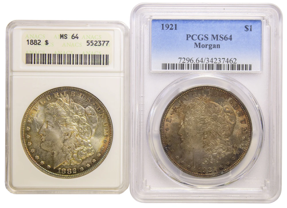 Certified MS-64 Morgan Dollar Twosome