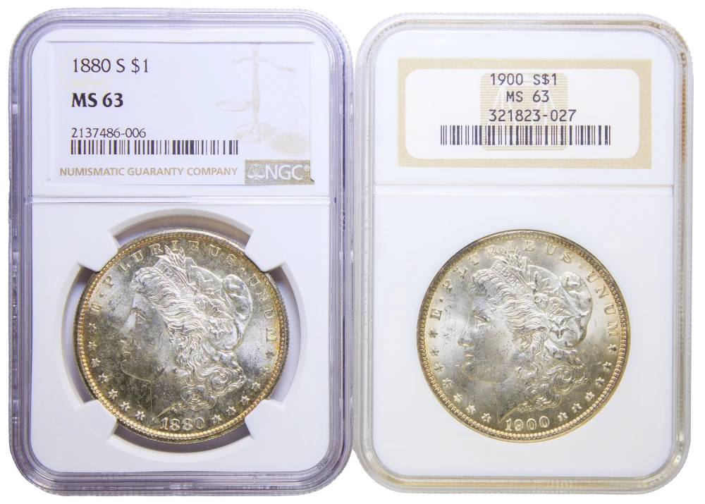 NGC MS-63 Morgan Duo