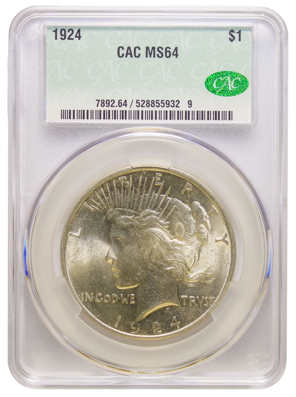 CACG MS-64 1924 Peace Dollar