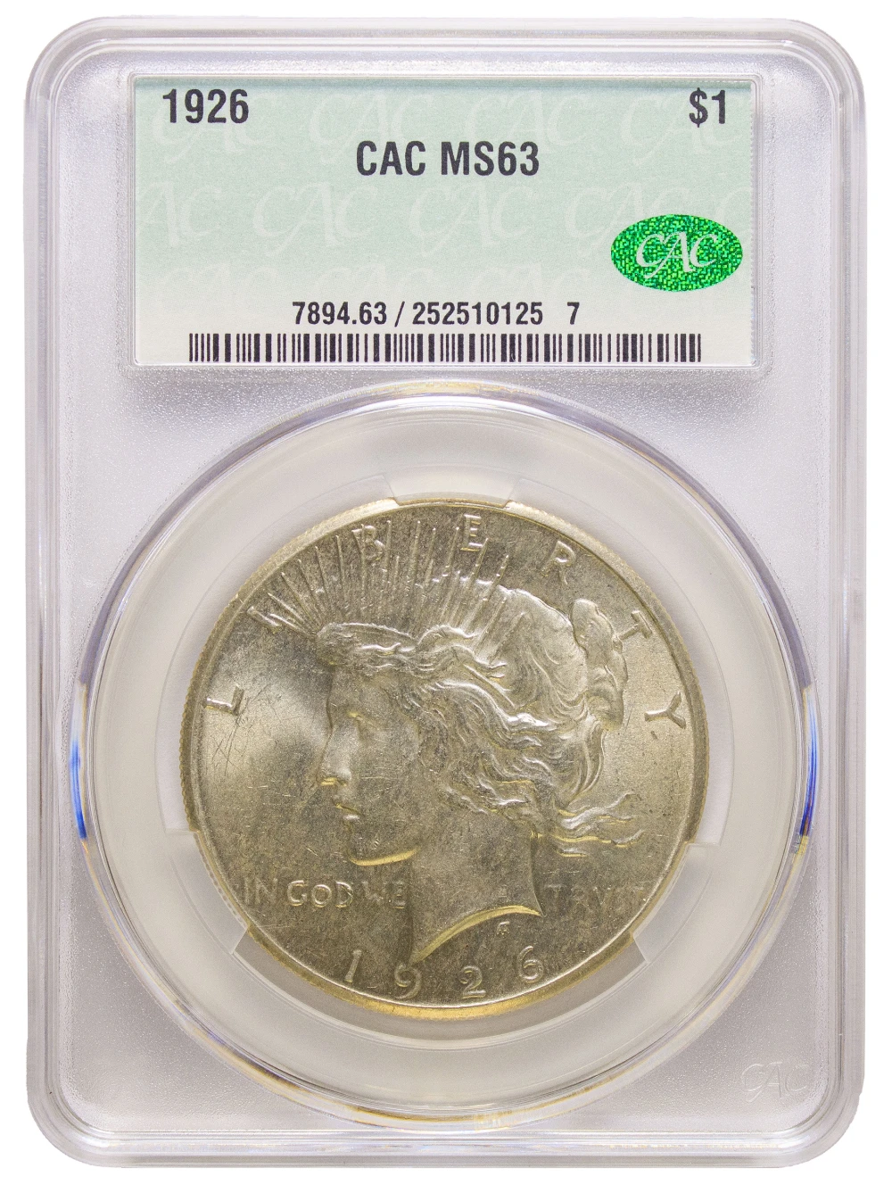 CACG MS-63 1926 Peace Dollar