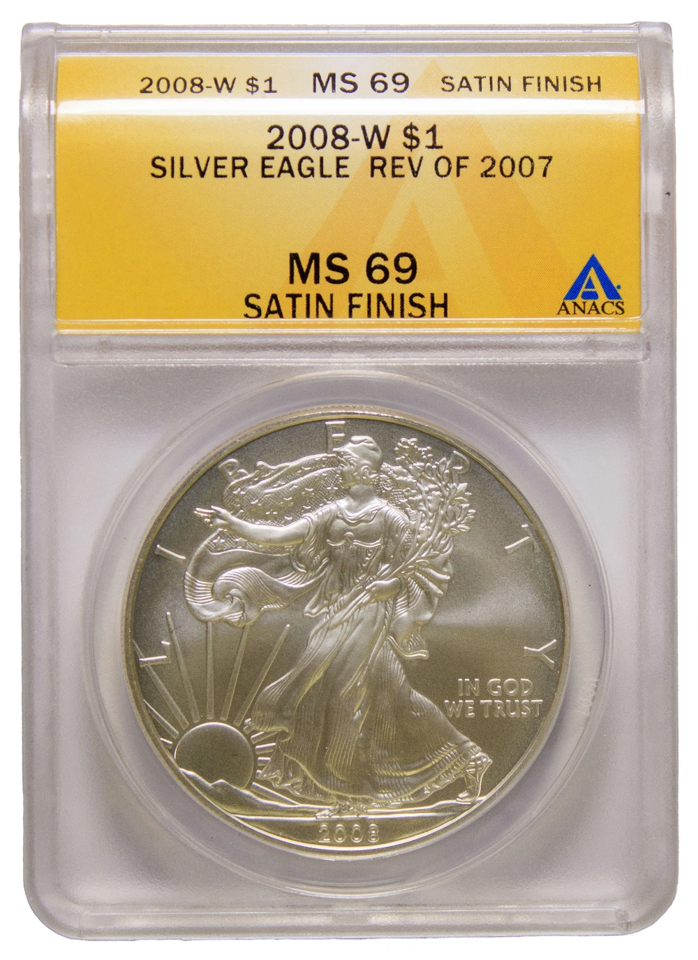ANACS MS-69 Satin Finish 2008-W Silver Eagle $1