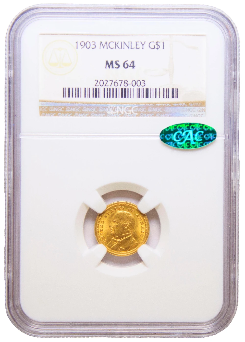 NGC MS-64 CAC 1903 McKinley Gold $1