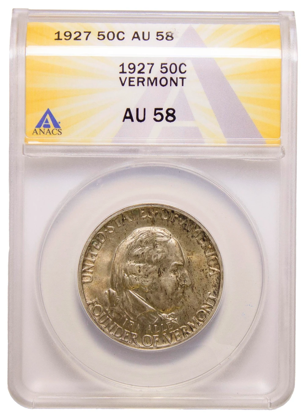 ANACS AU-58 1927 Vermont Half Dollar