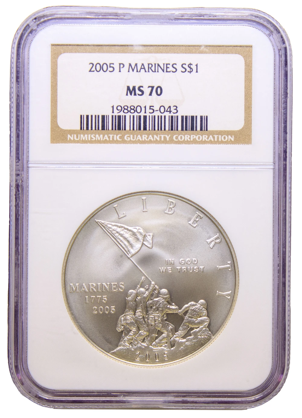 NGC MS-70 2005-P Marines Silver $1