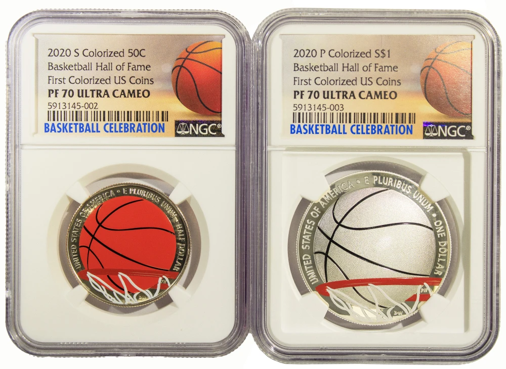 NGC 2020 Colorized Basketball Denomination Pair
