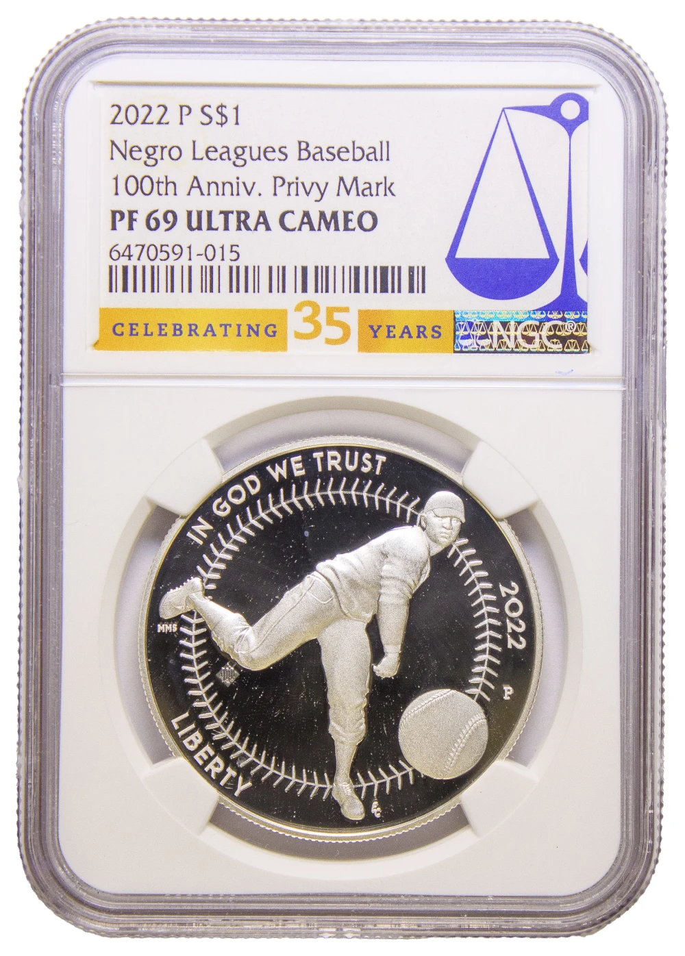 NGC Proof-69 UC 2022-P Negro Leagues Silver $1