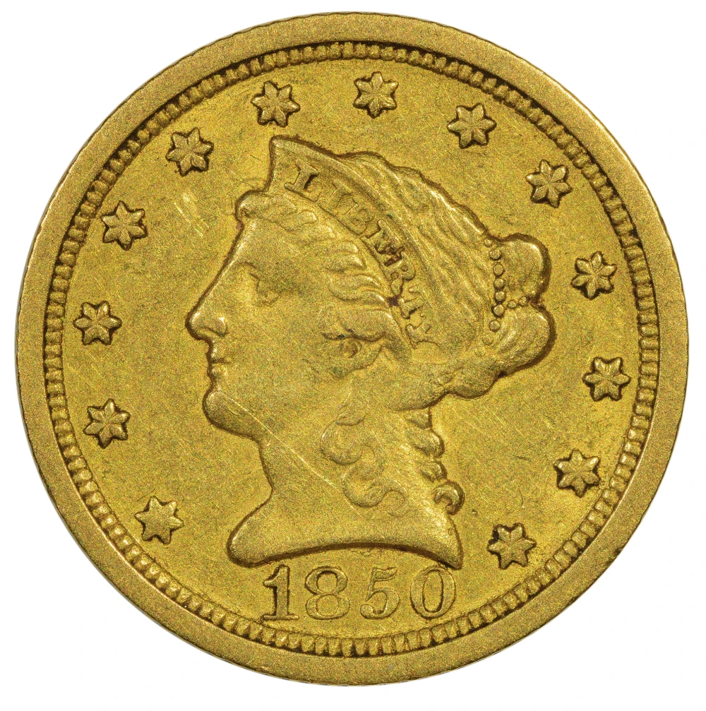 EF-45 Details 1850-O Gold $2.50 Liberty