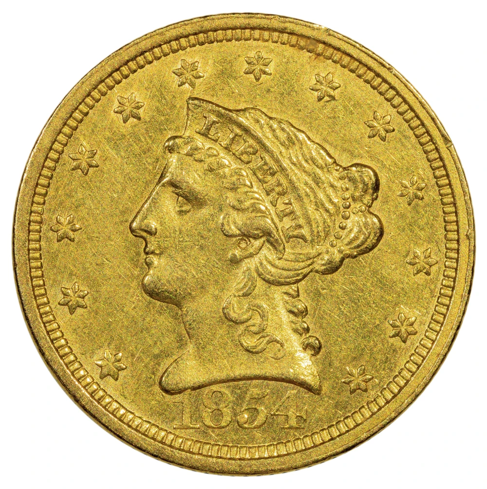AU-58 Details 1854 Gold $2.50 Liberty
