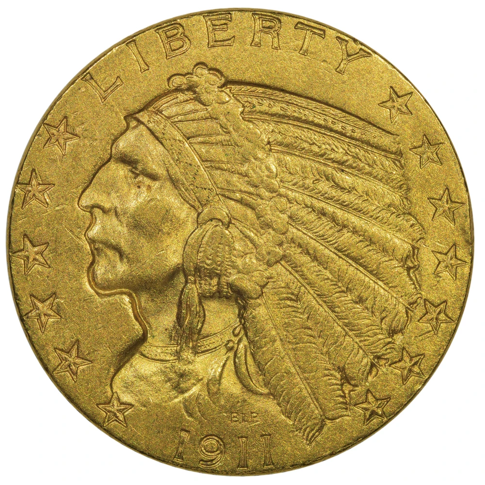 BU-60+ 1911 Gold $5 Indian