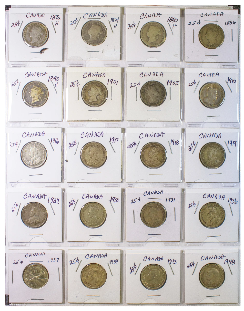 20 Different Early Canadian Quarters
