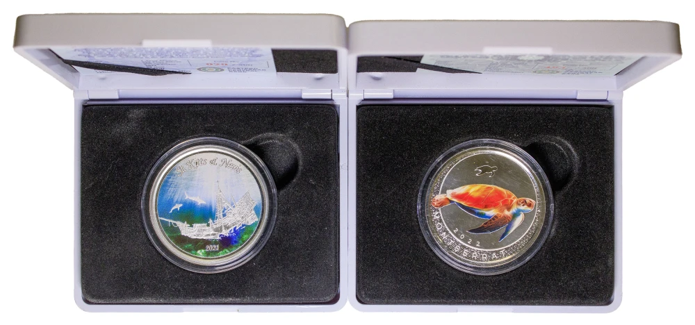 Eastern Caribbean. Pair Of 1 Ounce Silver