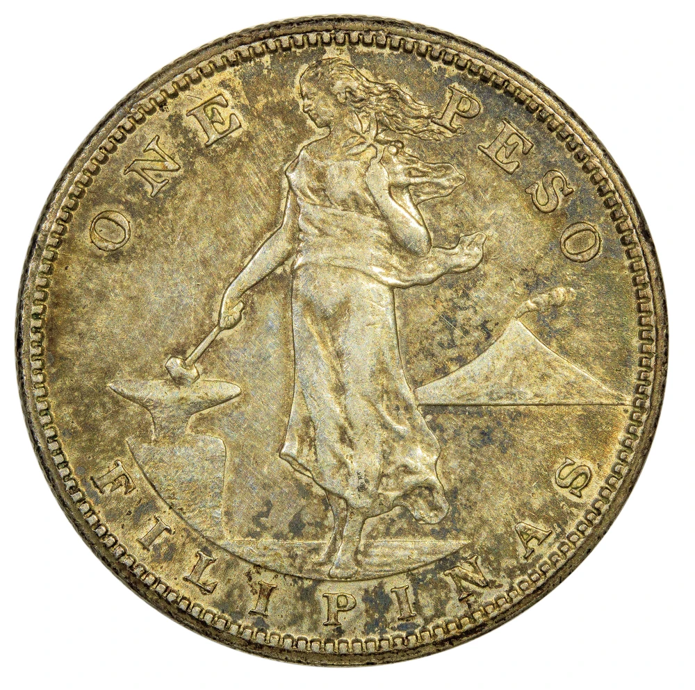 Philippines. US Administration. AU-58 1909-S Peso