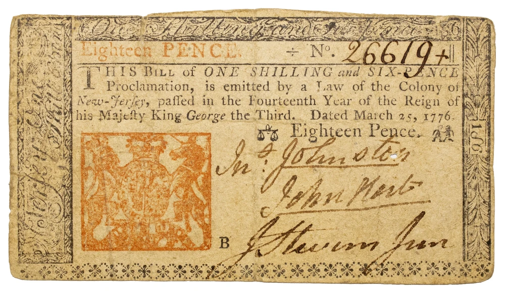 VF John Hart Signed NJ Colonial Note