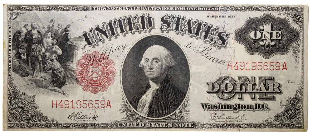 EF/AU 1917 $1 U.S. Note