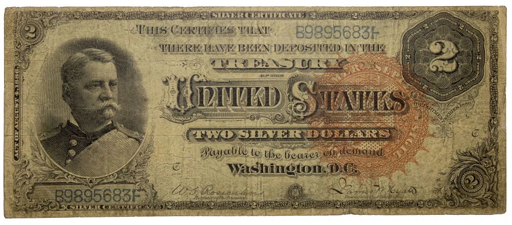 F+ 1886 $2 Silver Certificate