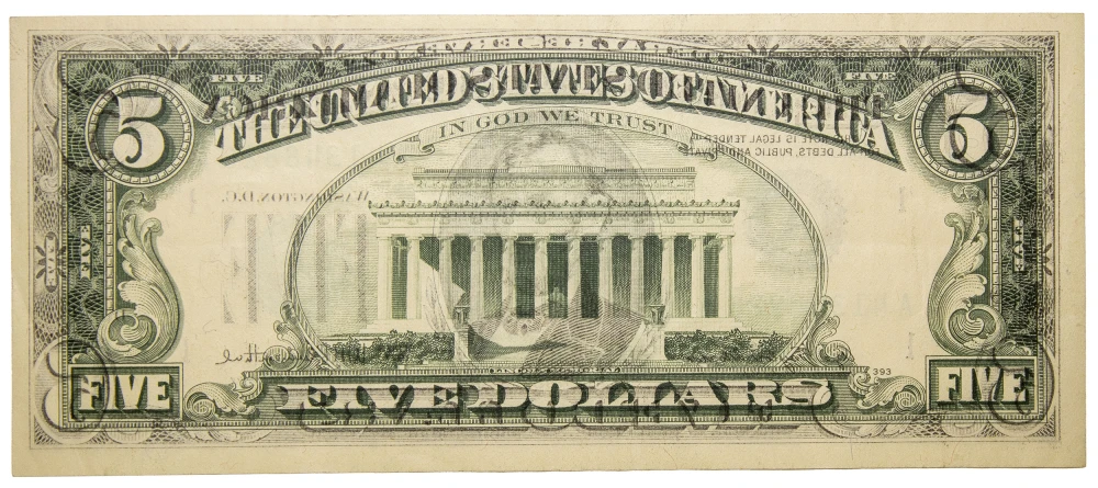EF 1977 $5 Over Print Error
