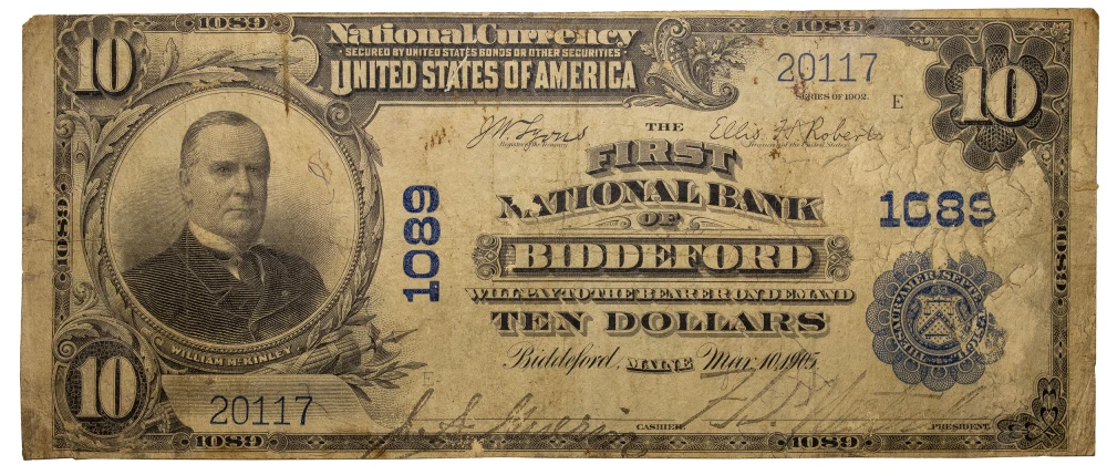 Fine 1902 Biddeford ME $10