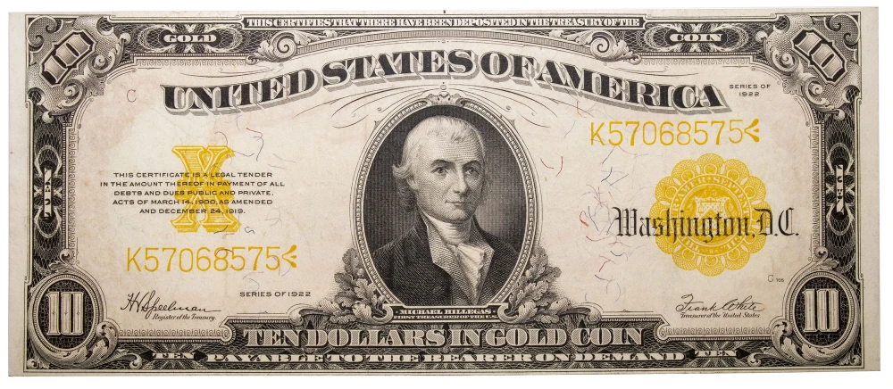 Nice AU 1922 $10 Gold Certificate