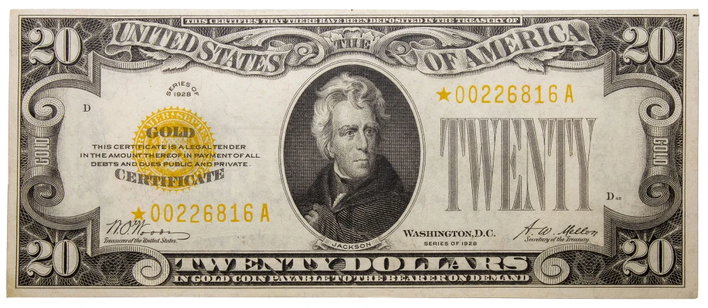 AU 1928 $20 Gold Certificate Star Note