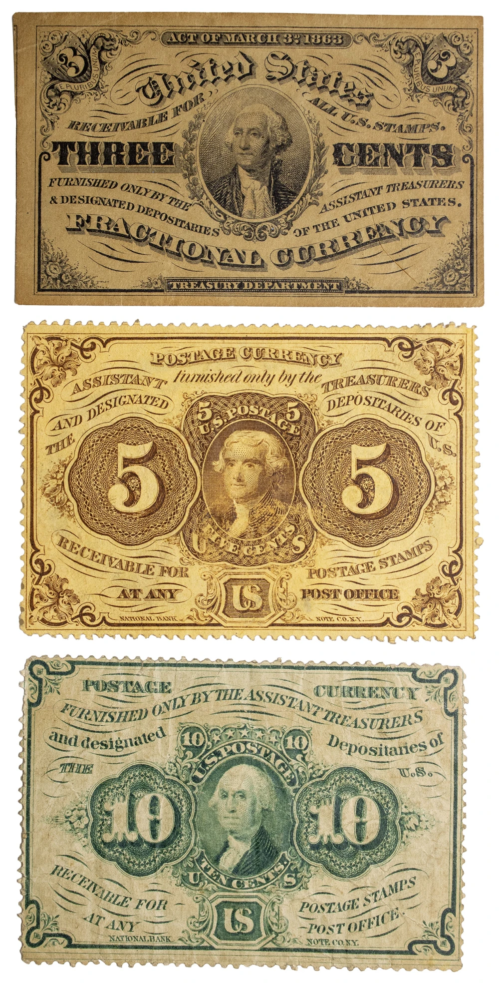3 Piece Fractional Currency Lot