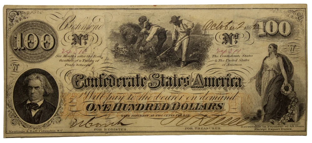 EF 1862 Confederate $100