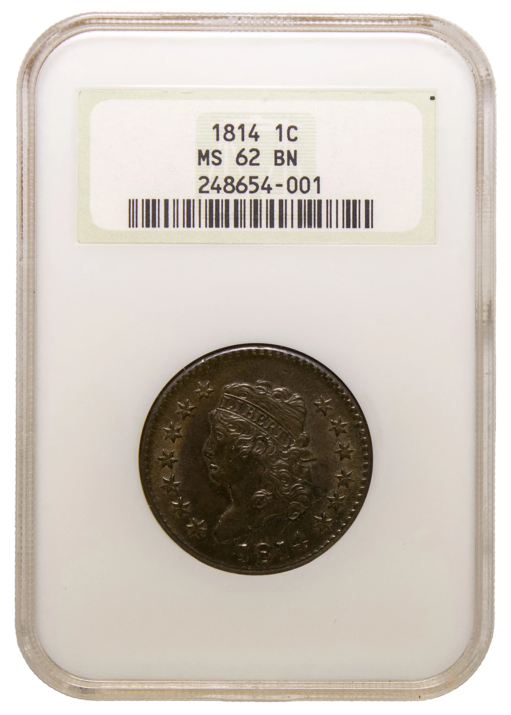 Rare NGC MS-62 BN 1814 Large Cent
