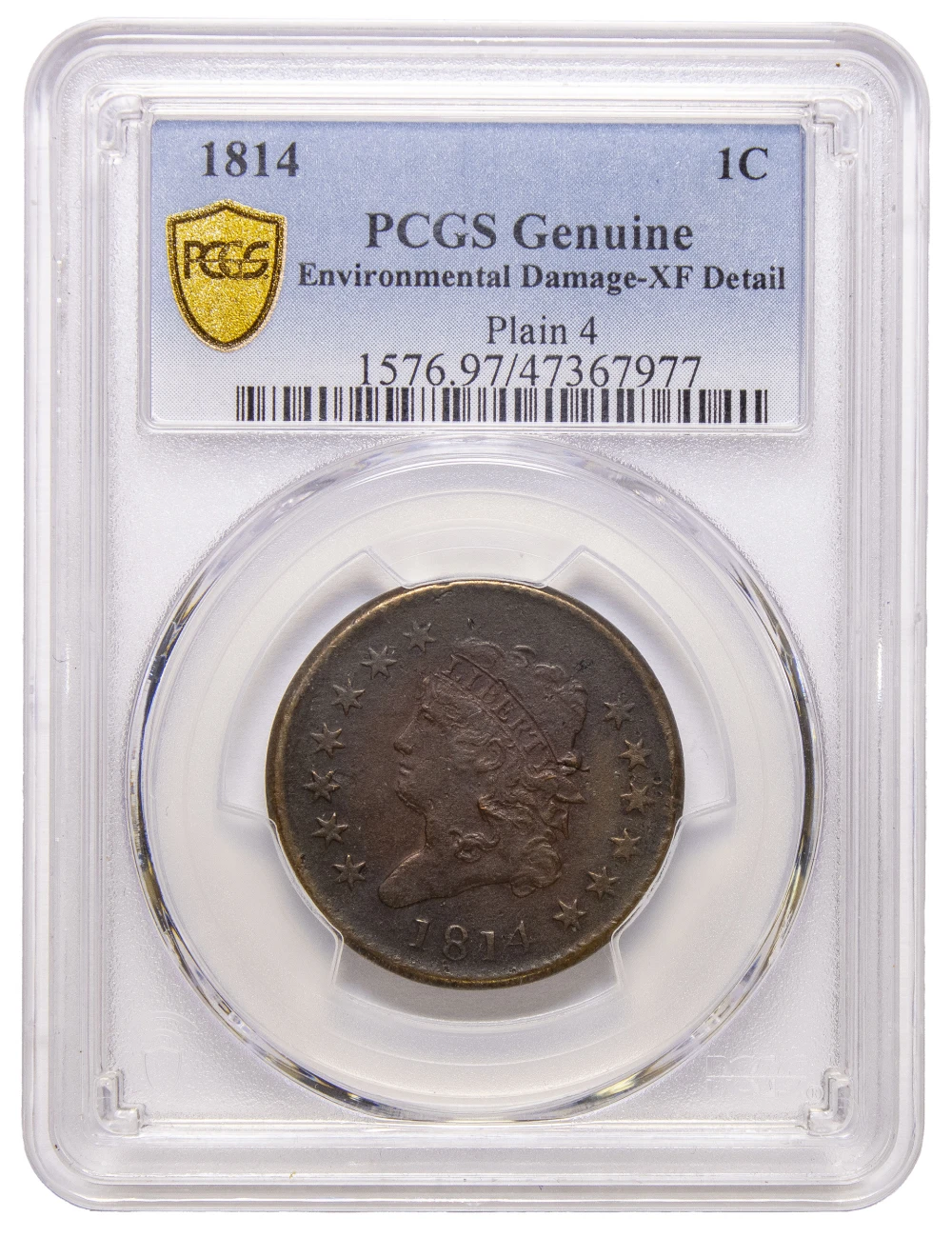 PCGS EF Details 1814 Large Cent