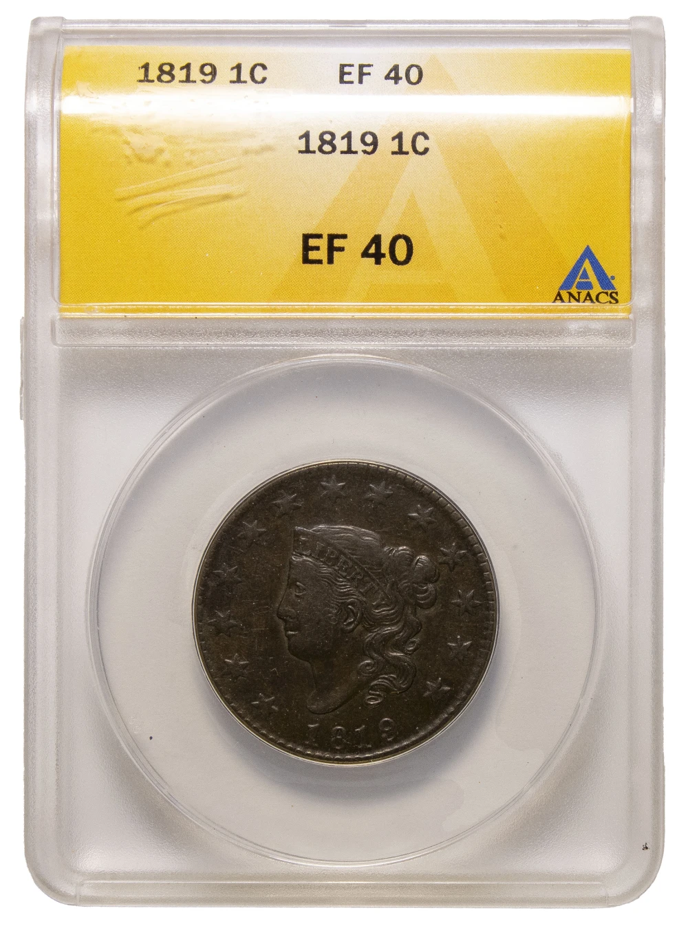 ANACS EF-40 1819 Large Cent