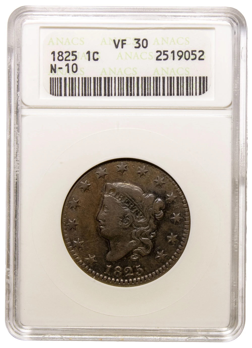 ANACS VF-30 1825 Large Cent