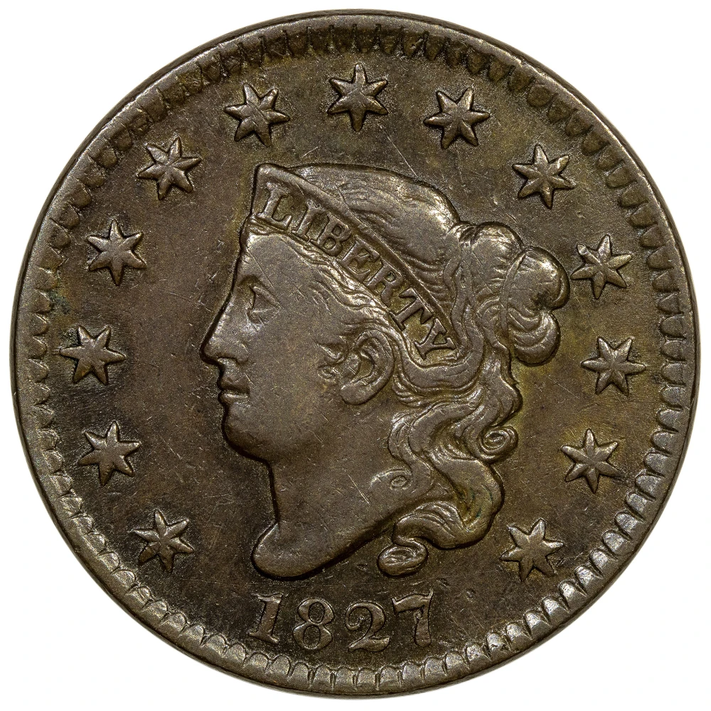 VF+-35 1827 Large Cent