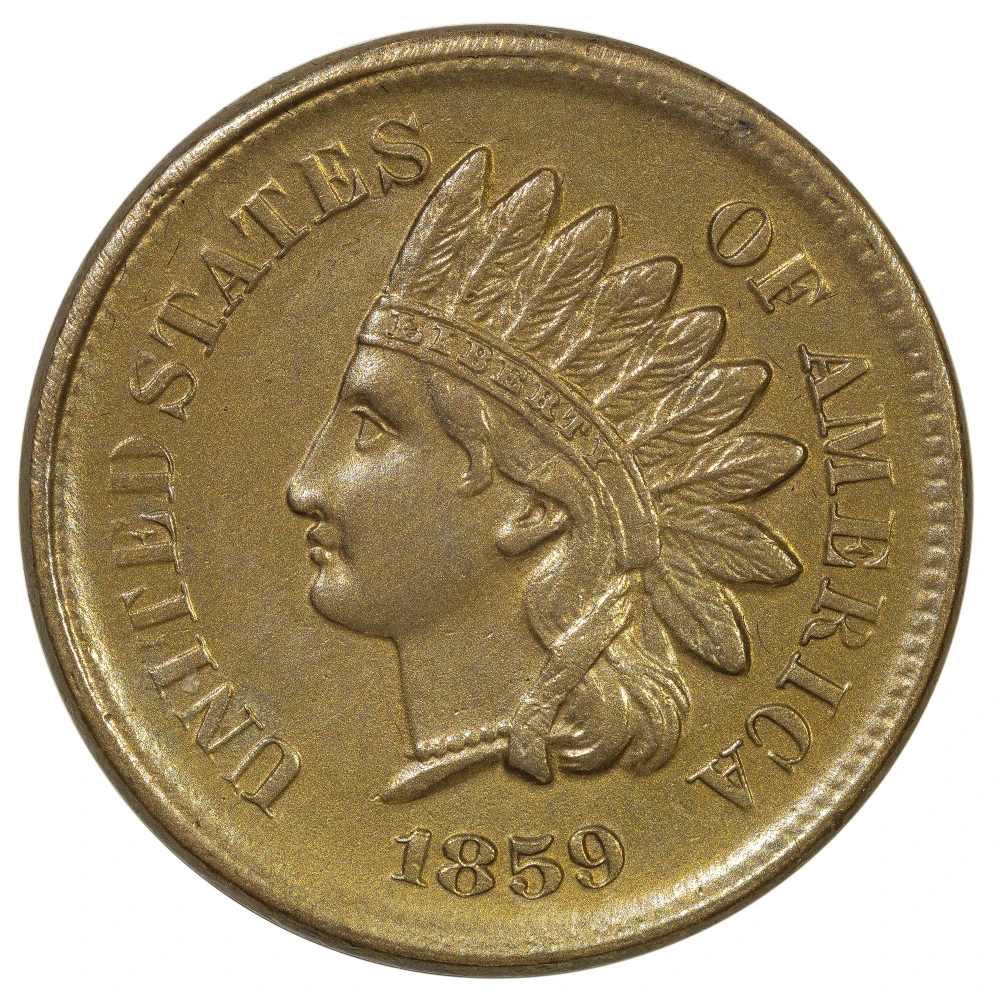 AU-58 Details 1859 Indian Cent