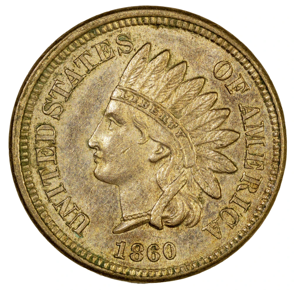 A 2nd AU-58 1860 Pointed Bust Indian Cent