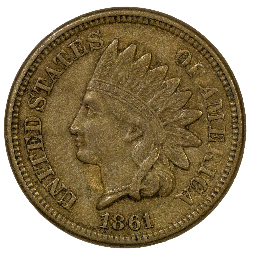 EF-40+ 1861 Indian Cent