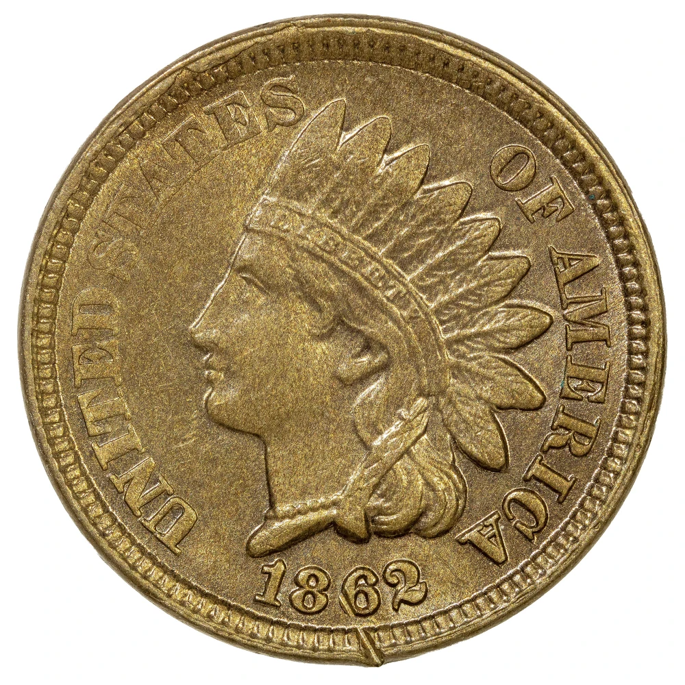 AU-58 Details 1862 Indian Cent