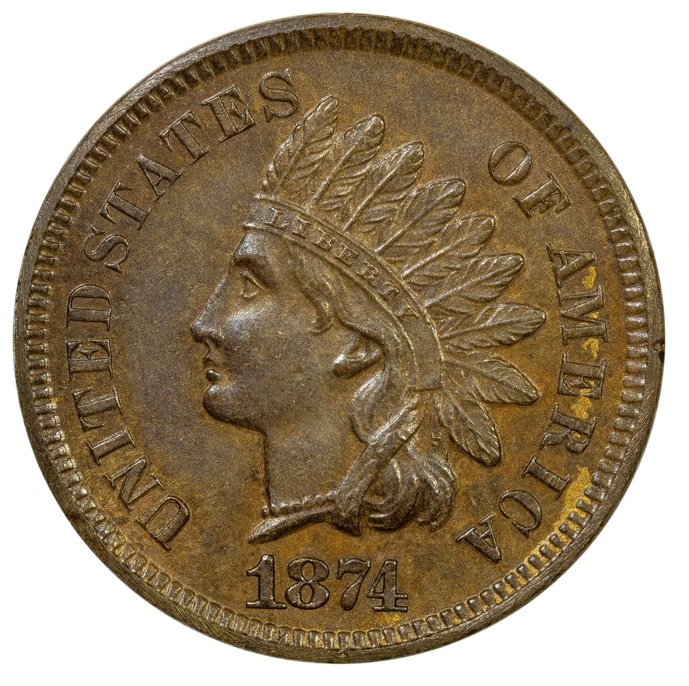BU-60 Brown 1874 Indian Cent