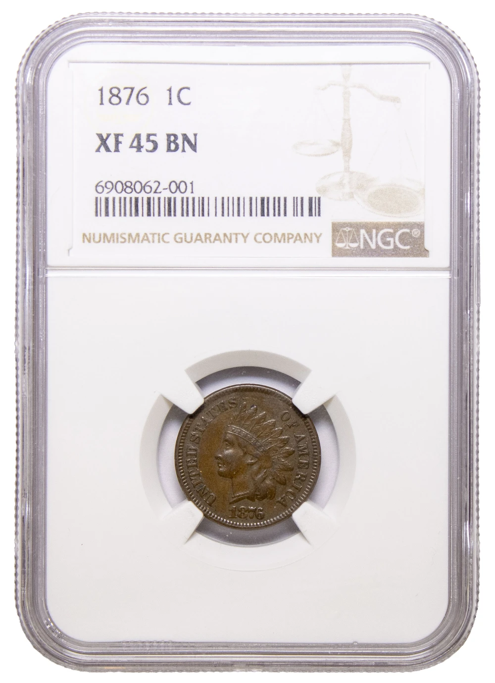 NGC EF-45 1876 Indian Cent