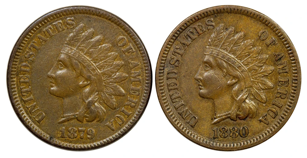 EF/AU-45/50 1879 & 1880 Indian Pair