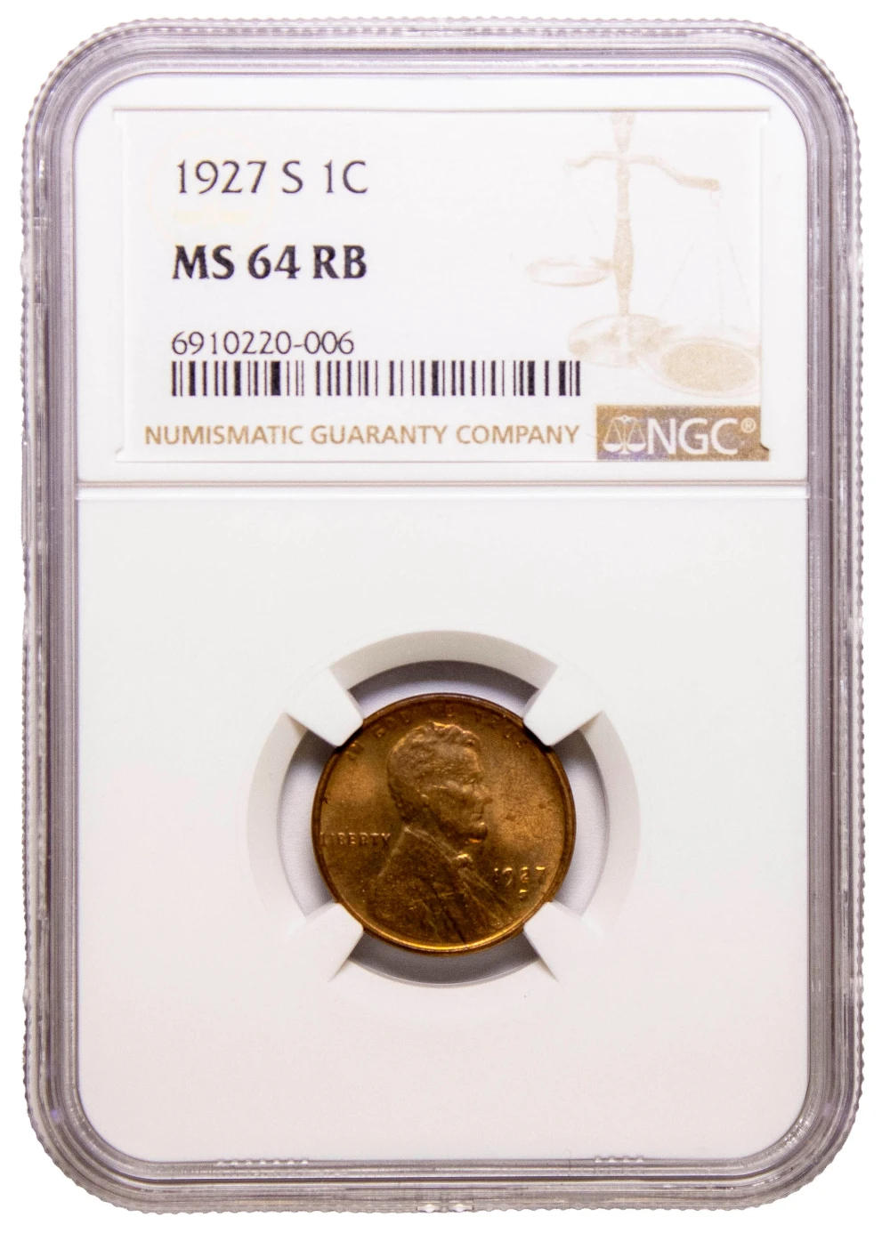 NGC MS-64 RB 1927-S Lincoln Cent