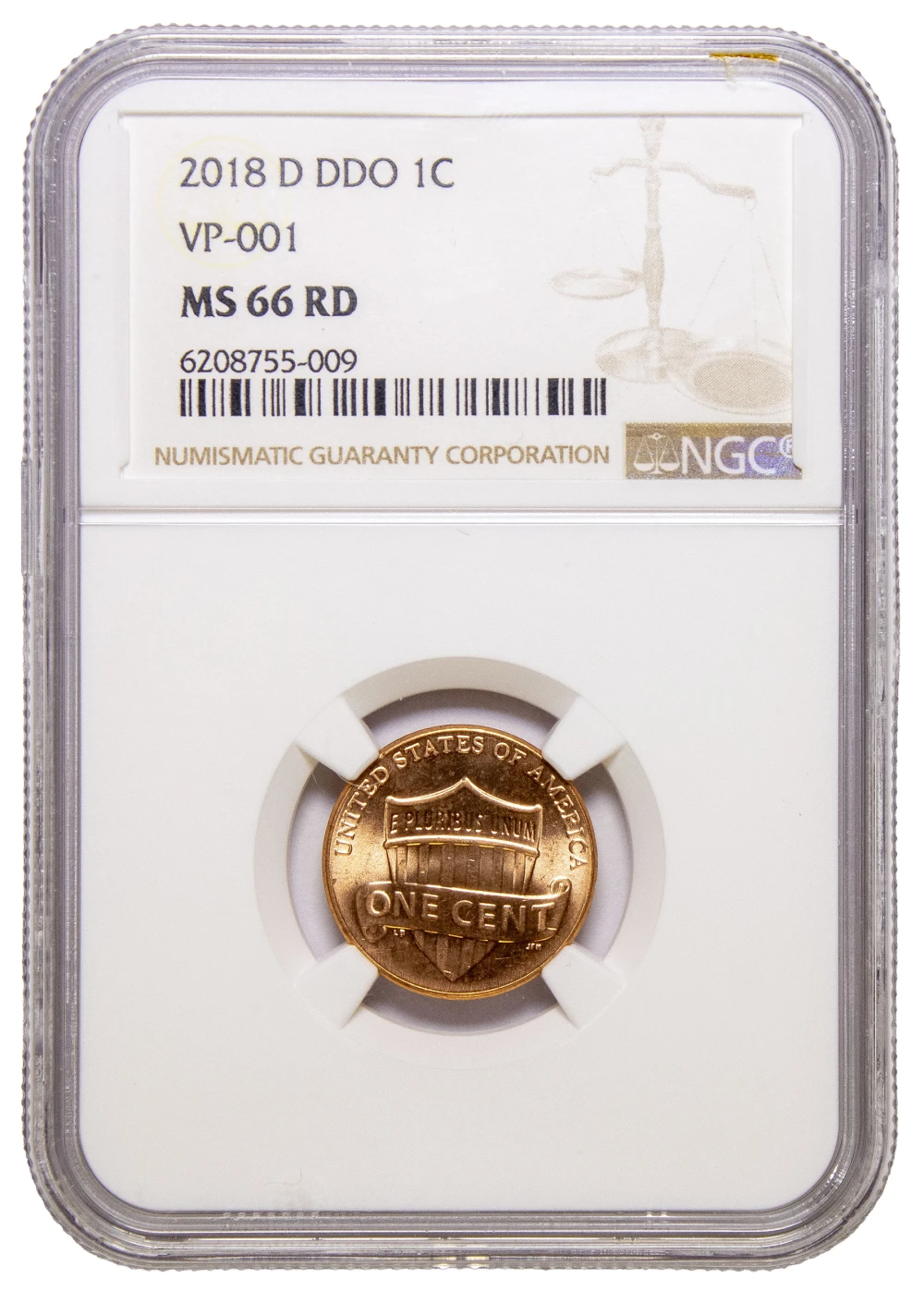 NGC MS-66 Red 2018-D Double Die Obverse Cent