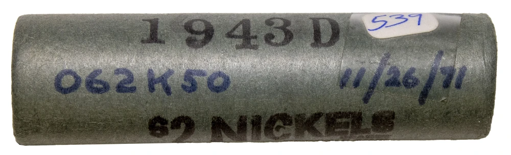 Unopened Original UNC 1943-D War Nickel Roll