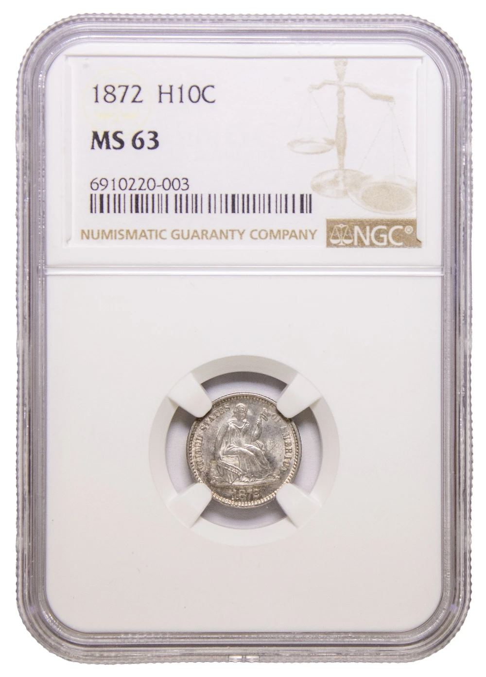 NGC MS-63 1872 Half Dime