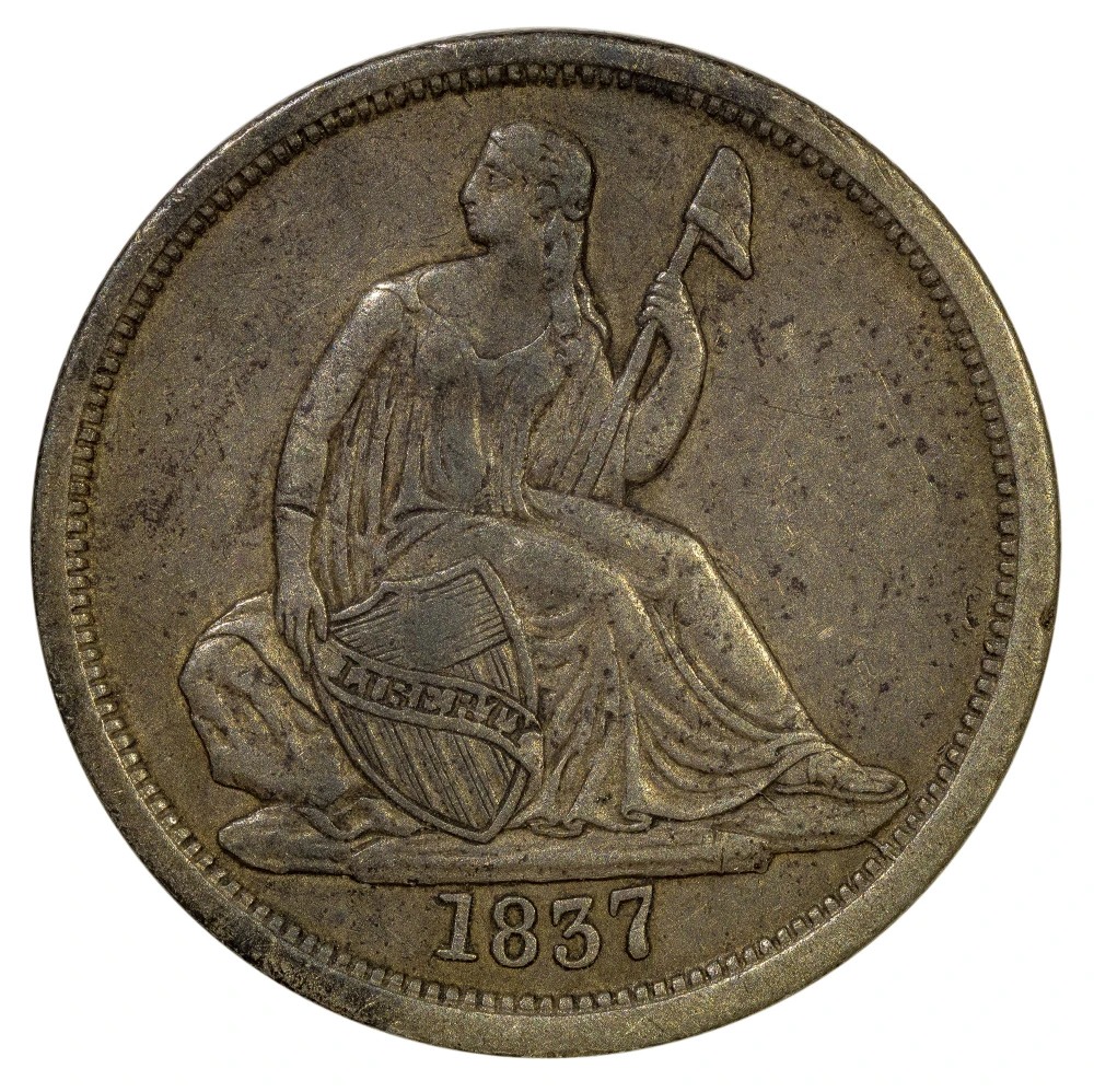 EF-40 1837 No Stars Seated Dime