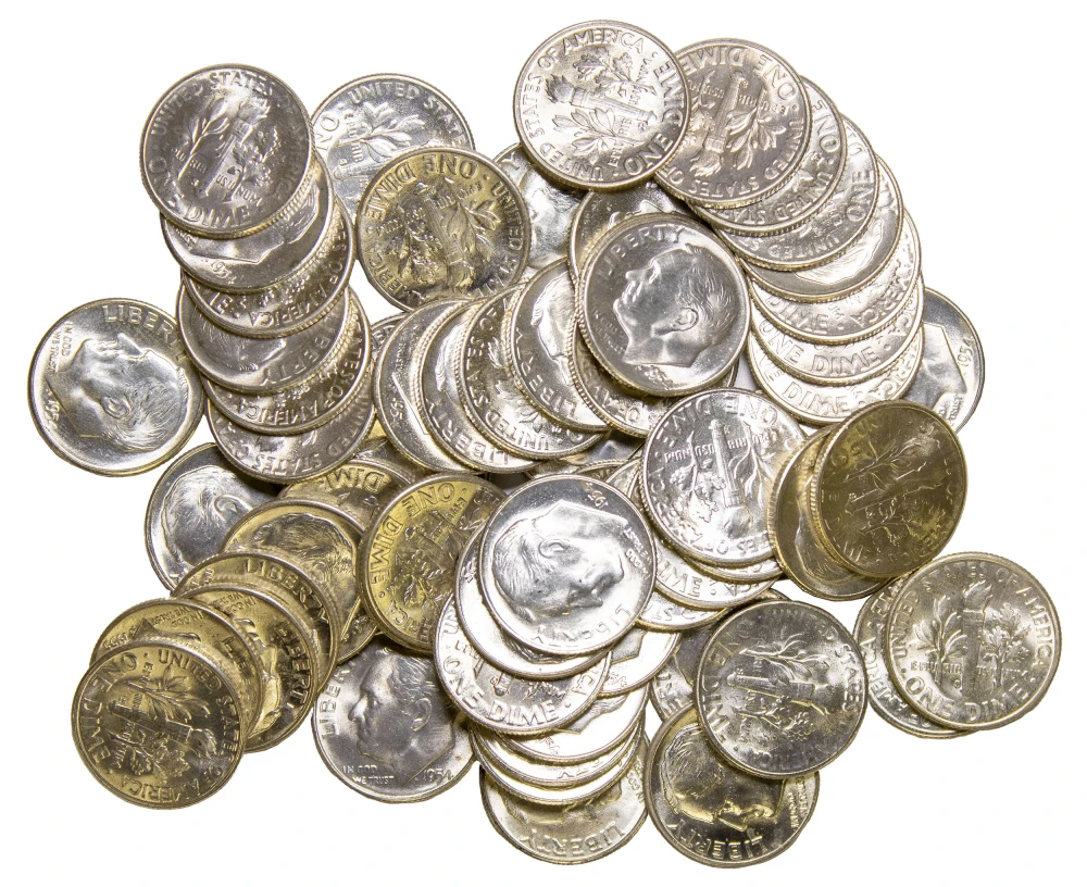 63 Pcs BU Silver Roosevelt Dimes