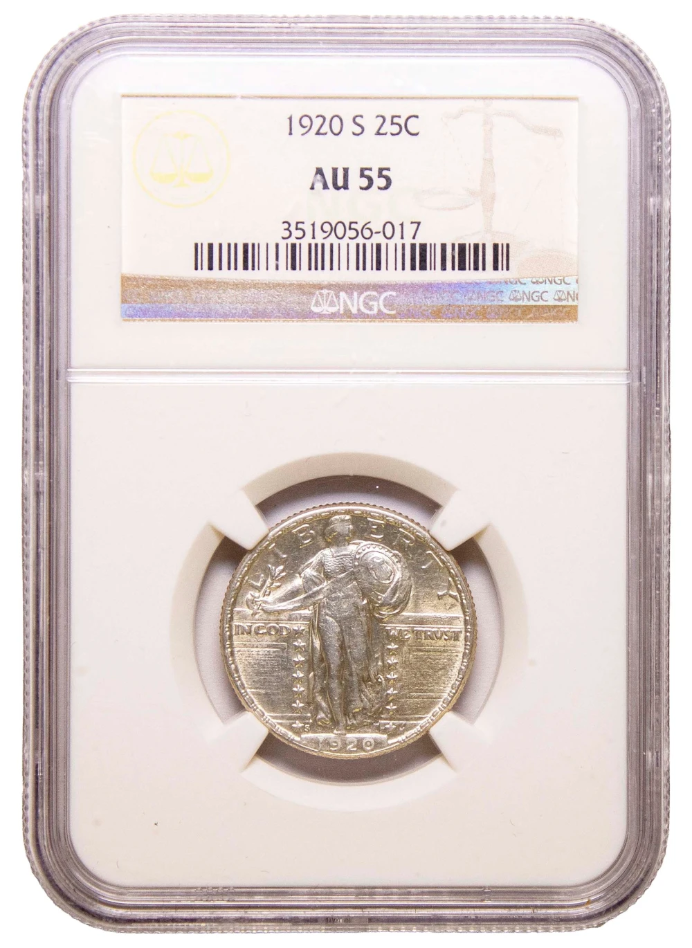 NGC AU-55 1920-S Standing Liberty Quarter