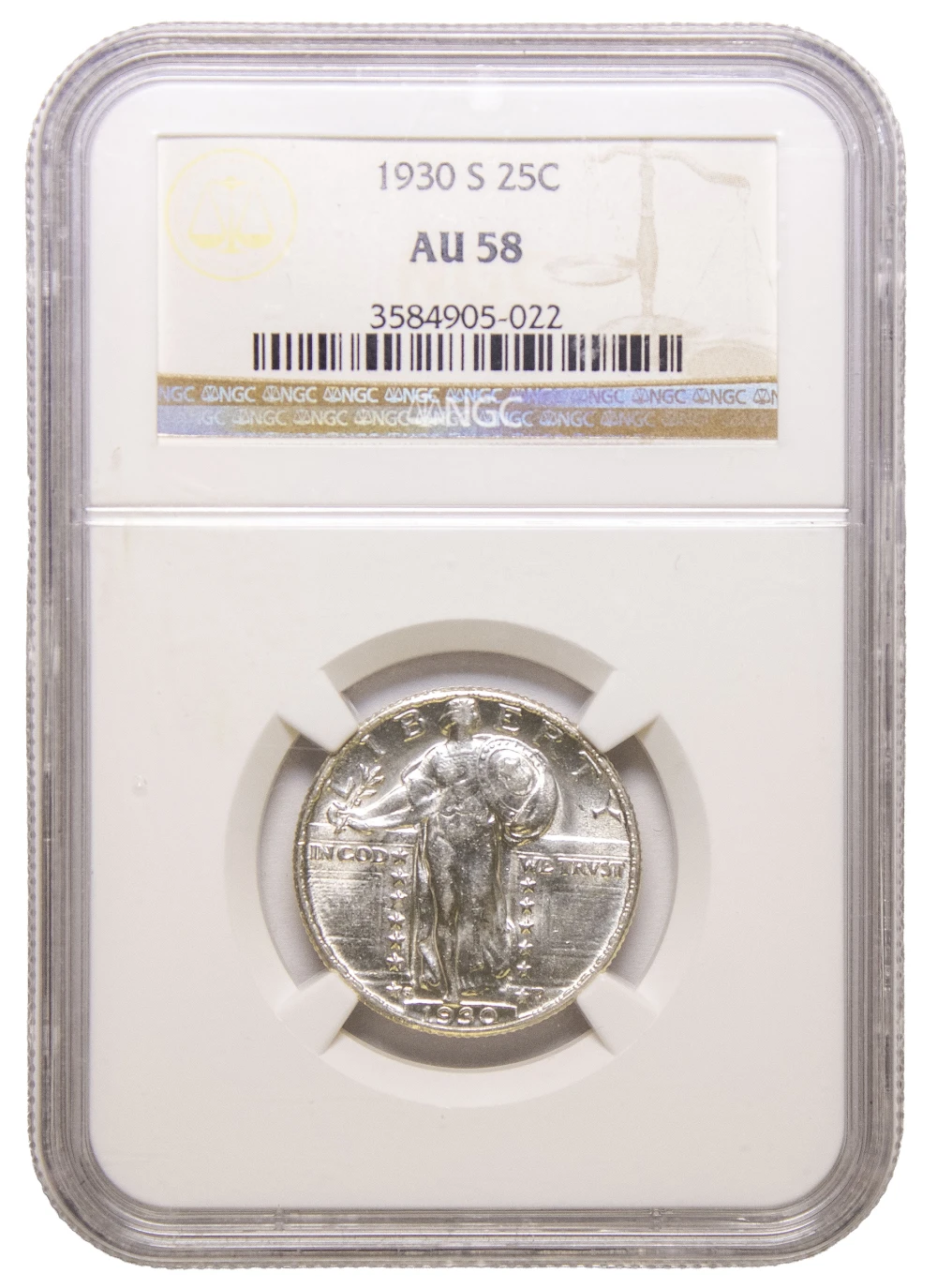 NGC AU-58 1930-S Standing Liberty Quarter